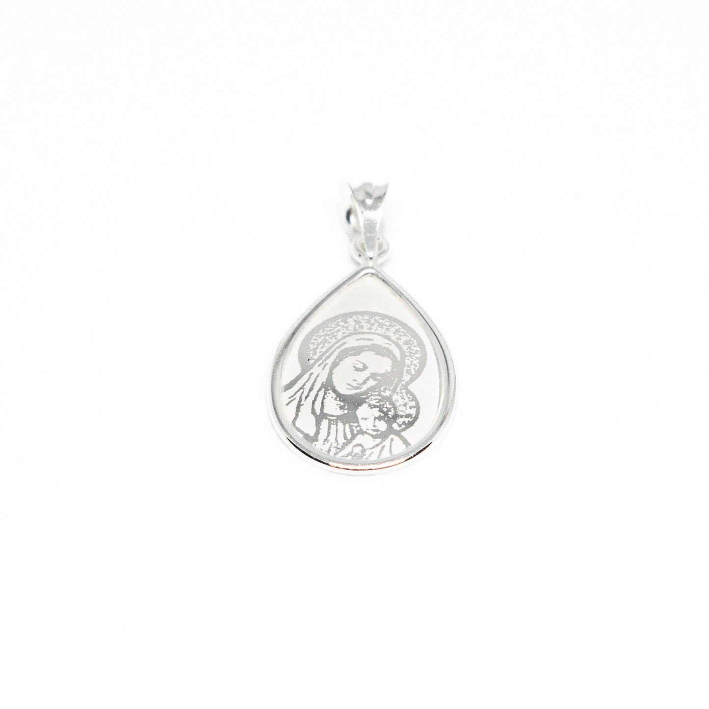 Elira Silberanhänger Madonna mit Kind – Tropfenform – 925 Sterlingsilber