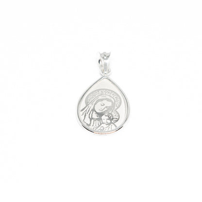 Elira Silberanhänger Madonna mit Kind – Tropfenform – 925 Sterlingsilber