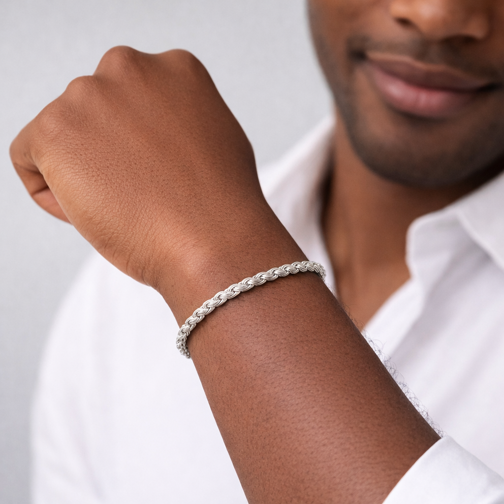 Elira Rope Chain Armband aus 925 Sterling Silber – 2 mm (Unisex)