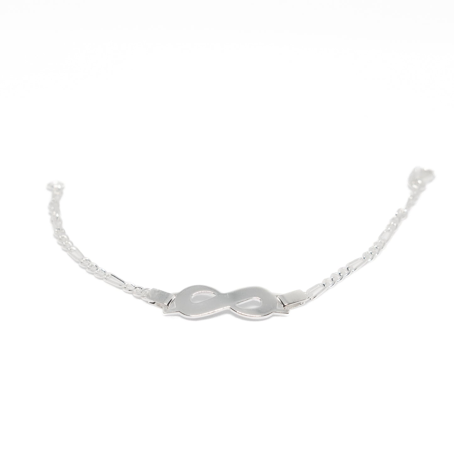 Elira 925 Sterling Silber Armband mit Infinity Symbol – Figaro Kette  Hochglanzpoliert