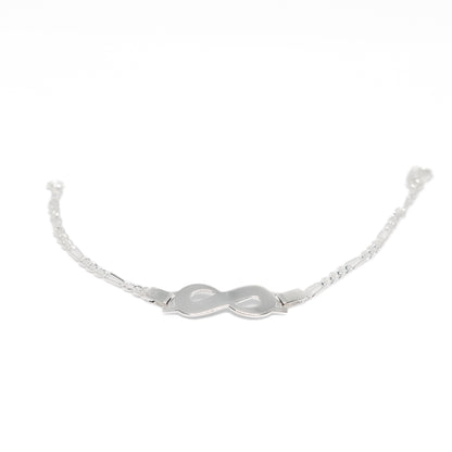 Elira 925 Sterling Silber Armband mit Infinity Symbol – Figaro Kette  Hochglanzpoliert