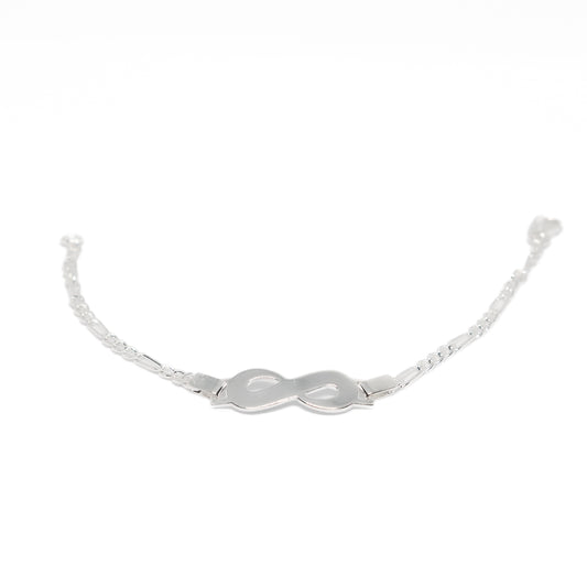 Elira 925 Sterling Silber Armband mit Infinity Symbol – Figaro Kette  Hochglanzpoliert